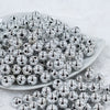 Front view of a pile of 12mm Silver Reflective Bubblegum Beads [20 & 50 Count]