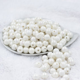 12mm White AB Solid Acrylic Bubblegum Beads [20 & 50 Count]