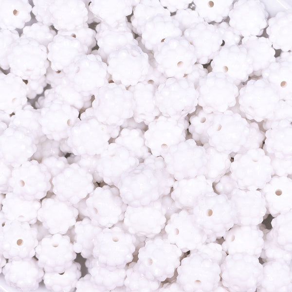 Close of view of a pile of 12mm White on White Rhinestone Bubblegum Beads [10 & 20 Count]