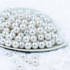 front view of a pile of 12mm White Pearl Acrylic Bubblegum Beads [10 & 20 Count]