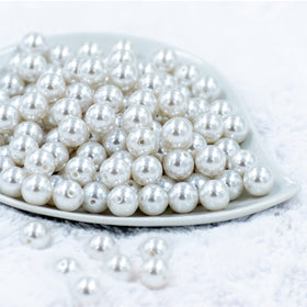 12mm White Pearl Acrylic Bubblegum Beads [20 & 50 Count]