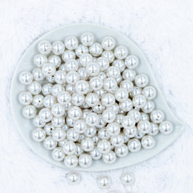 12mm White Pearl Acrylic Bubblegum Beads