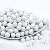 front view of a pile of 12mm White Solid Acrylic Bubblegum Beads [50 Count]