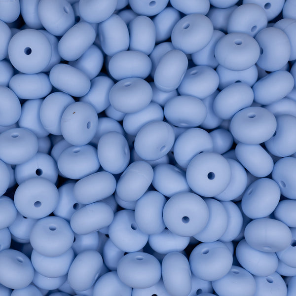 top view of a pile of 14mm Pastel Blue Abacus Silicone Beads