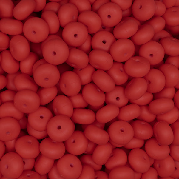 top view of a pile of  14mm Red Abacus Silicone Bead