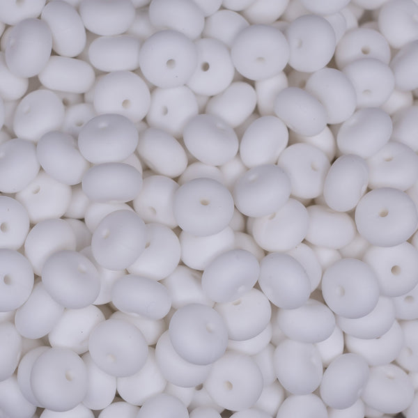 top view of a pile of 14mm White Abacus Silicone Bead
