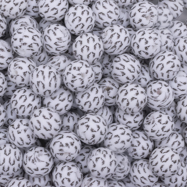 close up view of a pile of 15mm Antler Print Round Silicone Bead