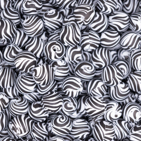 15mm Black and White Zebra Print Silicone Bead