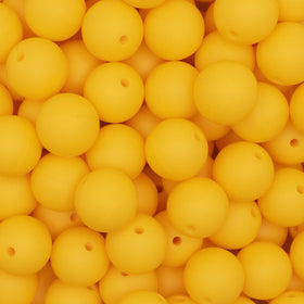 15mm Bright Yellow Round Silicone Bead