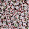 top view of a pile of 15mm Christmas Print Round Silicone Bead