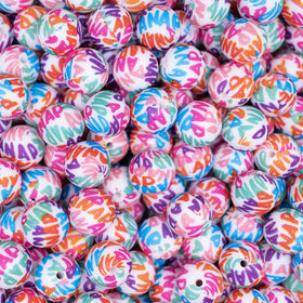 15mm Colorful NAP Print Silicone Bead
