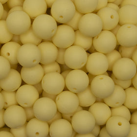 15mm Cream Yellow Round Silicone Bead