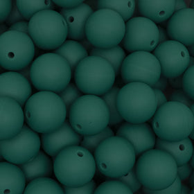 15mm Deep Green Round Silicone Bead