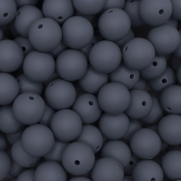 close up view of a pile of 15mm Dim Gray Round Silicone Bead