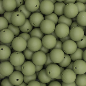 15mm Bean Green Round Silicone Bead