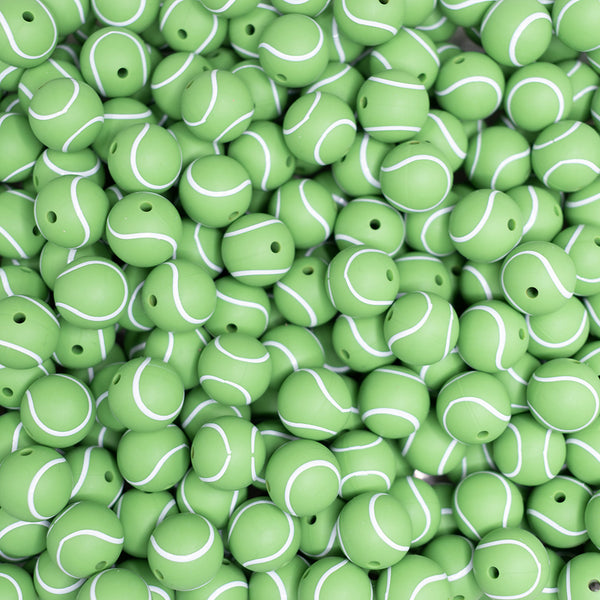 close up view of a pile of 15mm Tennis Ball Round Silicone Bead