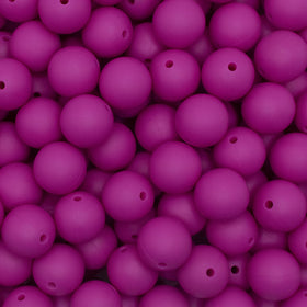 15mm Hot Pink Round Silicone Bead