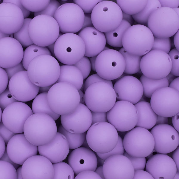 close up view of a pile of 15mm Light Purple Round Silicone Bead