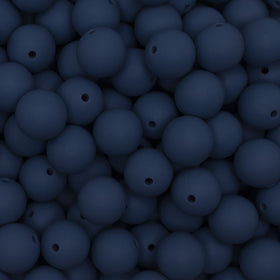 15mm Navy Blue Round Silicone Bead