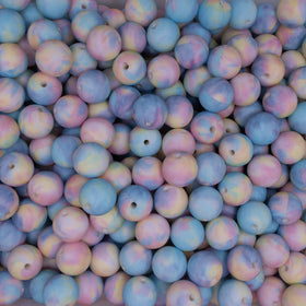 15mm Pastel Marble Round Silicone Bead
