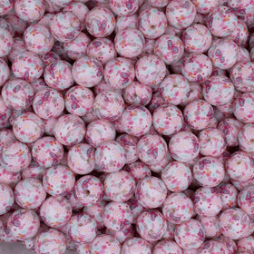 15mm Pink Butterfly Print Round Silicone Bead