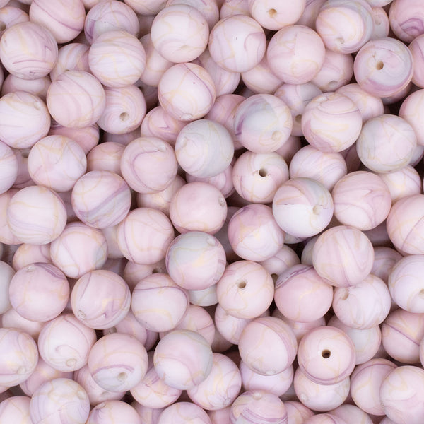 top view of a pile of 15mm Pink Galaxy Round Silicone Bead