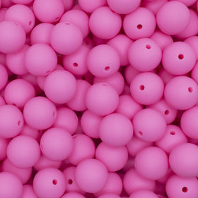 15mm Pink Round Silicone Bead