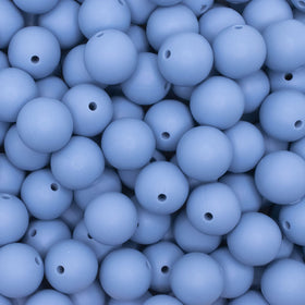 15mm Powder Blue Round Silicone Bead