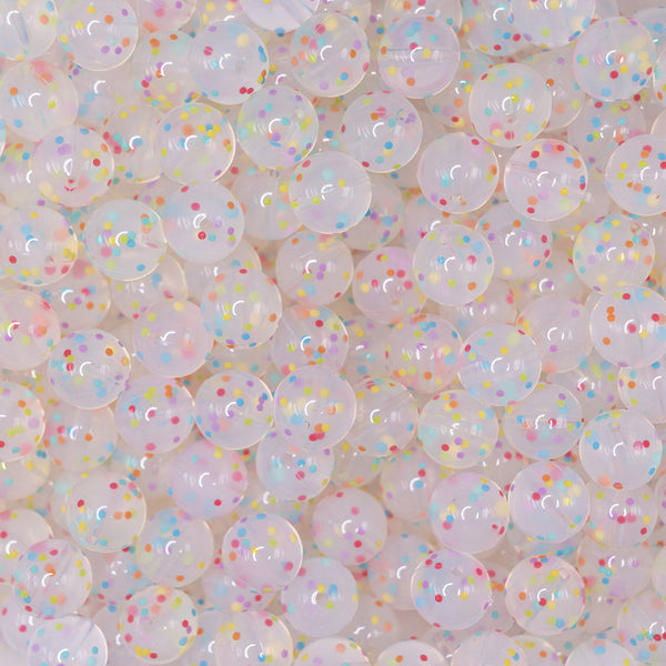 close up view of a pile of 15mm Confetti Round Silicone Bead