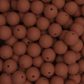 15mm Rust Brown Round Silicone Bead