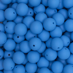 15mm Sky Blue Round Silicone Bead