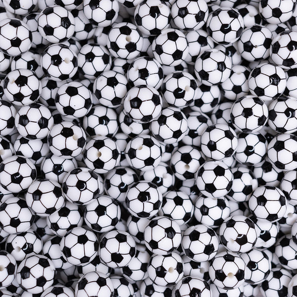 front view of a pile of 15mm Soccer Round Silicone Bead