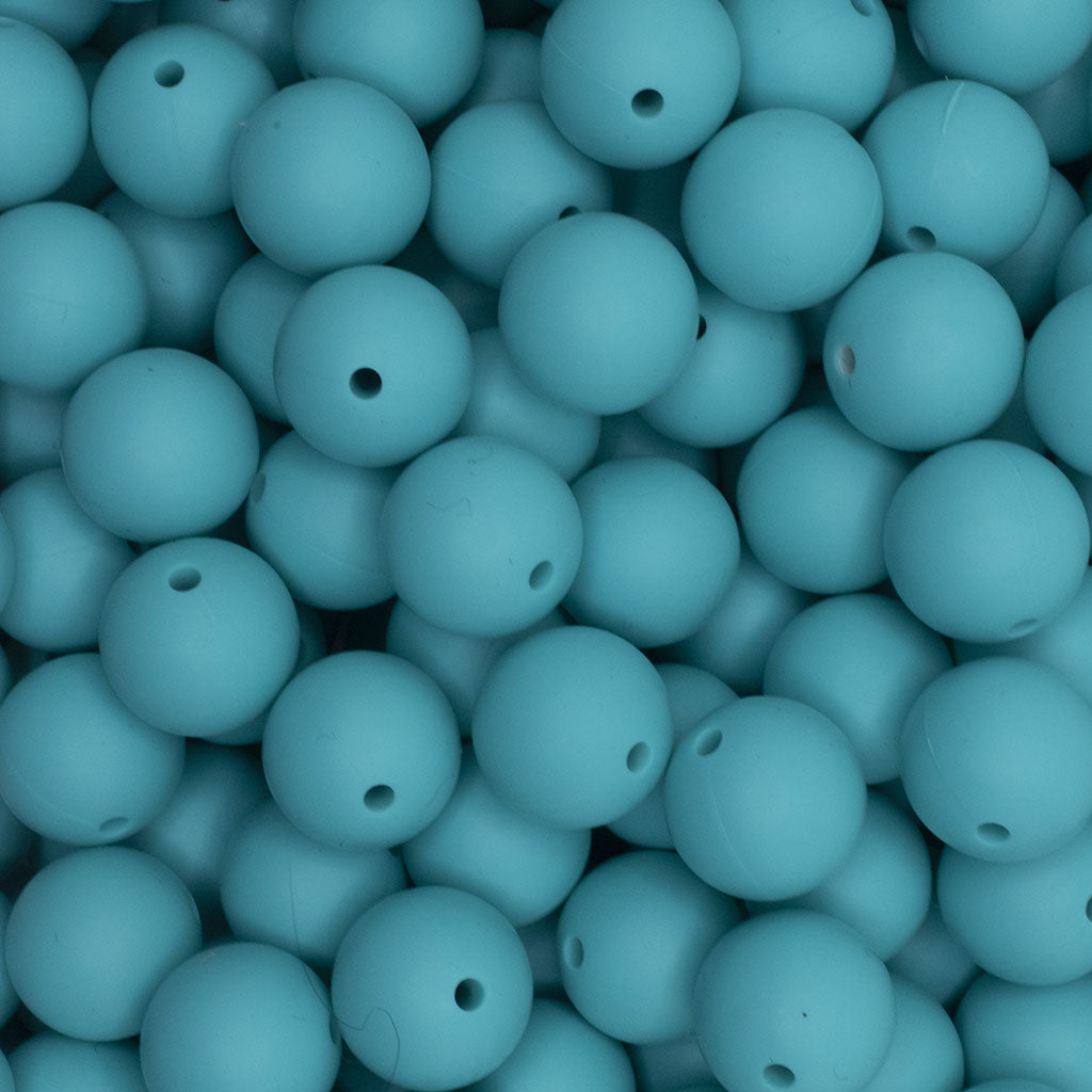 15mm Turquoise Silicone Beads, Teal Round Silicone Beads, Teal Beads  Wholesale