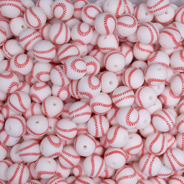 top view of a pile of 15mm Baseball Round Silicone Bead