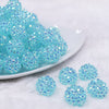 Front view of a pile of 16mm Blue Luster Rhinestone AB Chunky Bubblegum Jewelry Beads