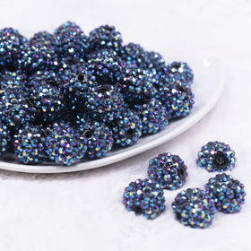 16mm Cosmic Blue Rhinestone AB Chunky Bubblegum Jewelry Beads