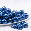 Front view of a pile of 16mm Dark Blue Faux Pearl Acrylic Bubblegum Jewelry Beads