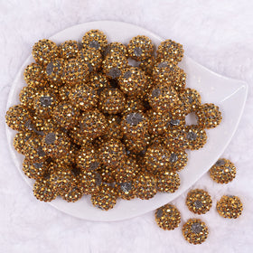 16mm Gold Rhinestone AB Chunky Bubblegum Jewelry Beads