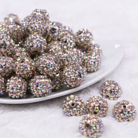 16mm Gold Shimmer Rhinestone AB Chunky Bubblegum Jewelry Beads