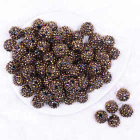 16mm Golden Coffee Rhinestone AB Chunky Bubblegum Jewelry Beads