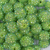 Close up view of a pile of 16mm Green Luster Rhinestone AB Chunky Bubblegum Jewelry Beads