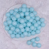 top view of a pile of 20mm Ice Blue Solid Bubblegum Beads