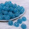 Front view of a pile of 16mm Jelly Blue Dazzle Rhinestone Chunky Bubblegum Jewelry Beads