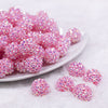 Front view of a pile of 16mm Solid Light Pink Rhinestone AB Chunky Bubblegum Jewelry Beads