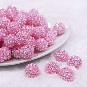 16mm Solid Light Pink Rhinestone AB Chunky Bubblegum Jewelry Beads