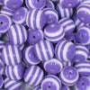 Close up view of a pile of 16mm Purple with White Stripe Bubblegum Beads