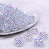 Front view of a pile of16mm White Shine Rhinestone AB Chunky Bubblegum Jewelry Beads