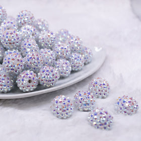 16mm White Sparkle Rhinestone AB Chunky Bubblegum Jewelry Beads