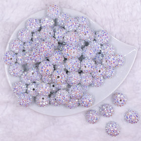 16mm White Sparkle Rhinestone AB Chunky Bubblegum Jewelry Beads
