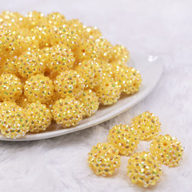 16mm Yellow Rhinestone AB Chunky Bubblegum Jewelry Beads